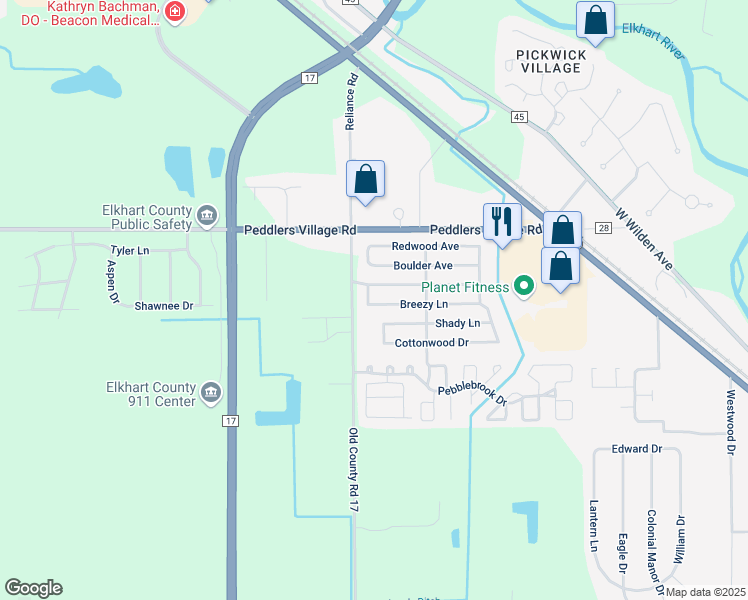 map of restaurants, bars, coffee shops, grocery stores, and more near 492 Brookside Manor in Goshen