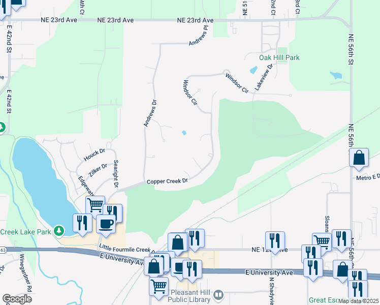 map of restaurants, bars, coffee shops, grocery stores, and more near 1585 Castlegar Court in Pleasant Hill