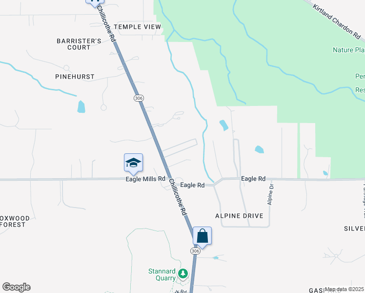 map of restaurants, bars, coffee shops, grocery stores, and more near 9735 Chillicothe Road in Kirtland