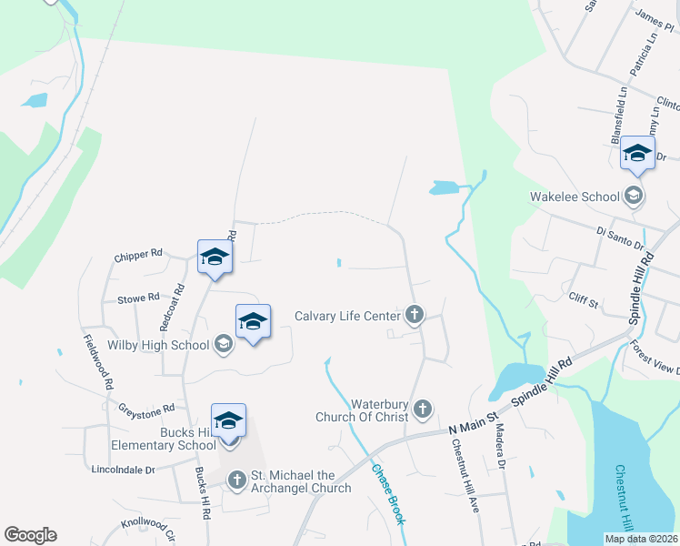 map of restaurants, bars, coffee shops, grocery stores, and more near 63 Hidden Pond Drive in Waterbury