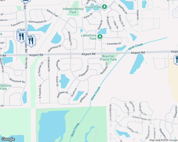 map of restaurants, bars, coffee shops, grocery stores, and more near 1682 Fiddyment Drive in Romeoville