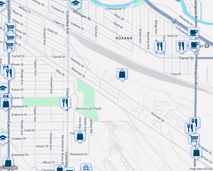 map of restaurants, bars, coffee shops, grocery stores, and more near 1440 Summer Street in Hammond