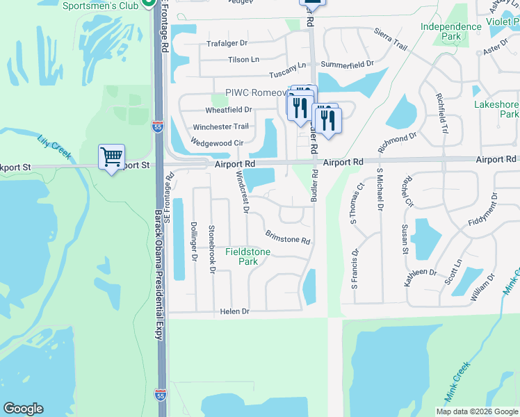 map of restaurants, bars, coffee shops, grocery stores, and more near 1963 West Cobblestone Road in Romeoville