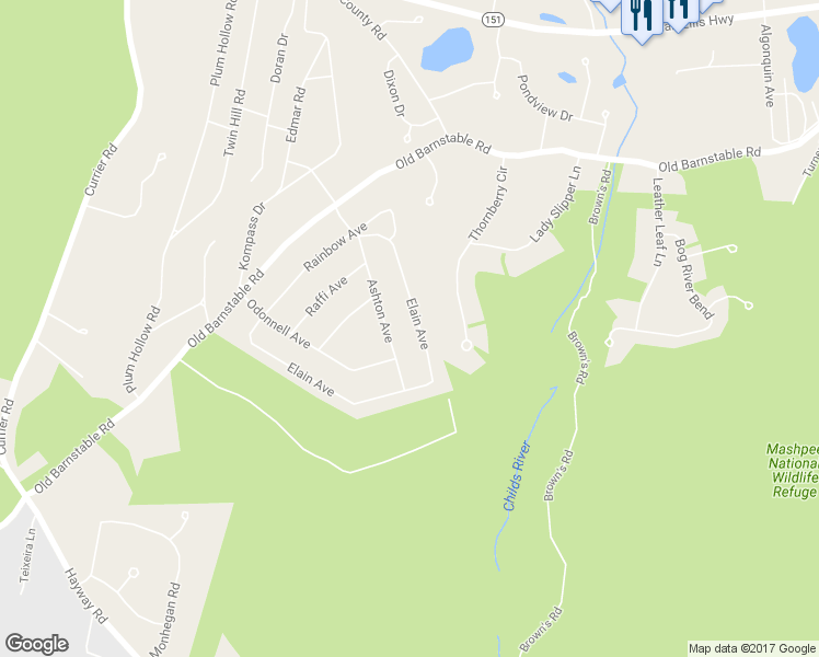 map of restaurants, bars, coffee shops, grocery stores, and more near 77 Antone Avenue in Falmouth