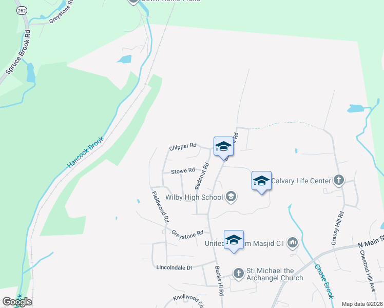 map of restaurants, bars, coffee shops, grocery stores, and more near 18 Haystack Circle in Waterbury