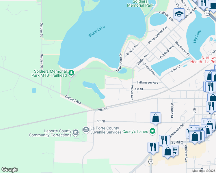 map of restaurants, bars, coffee shops, grocery stores, and more near 1638-1698 1st St in La Porte