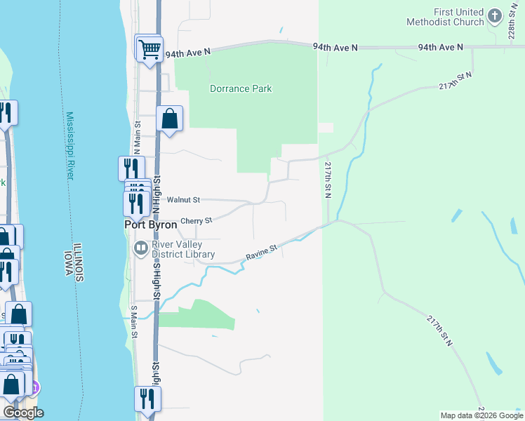 map of restaurants, bars, coffee shops, grocery stores, and more near 505 Cherry Street Court in Port Byron