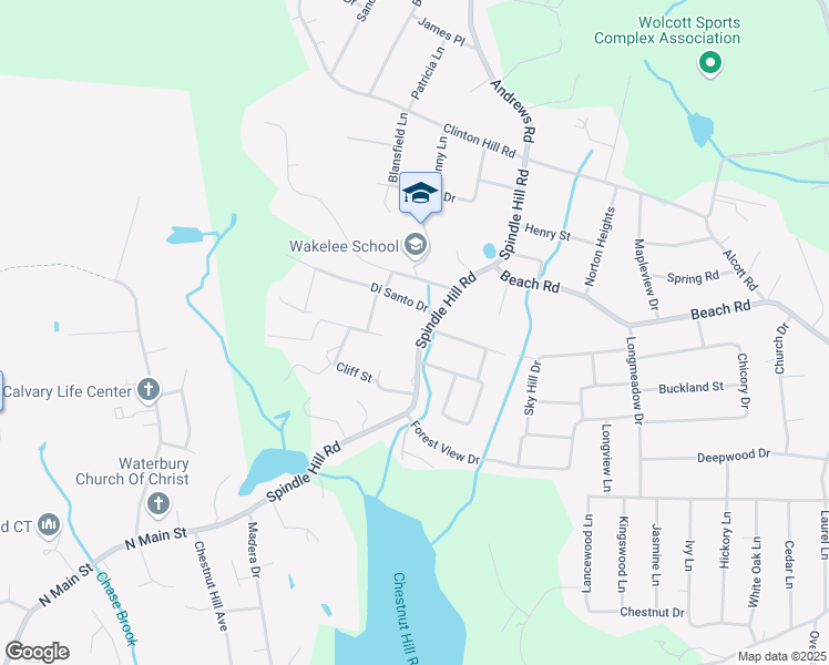 map of restaurants, bars, coffee shops, grocery stores, and more near 181 Spindle Hill Road in Wolcott
