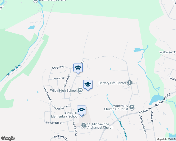 map of restaurants, bars, coffee shops, grocery stores, and more near 23 Emerald Pines Road in Waterbury