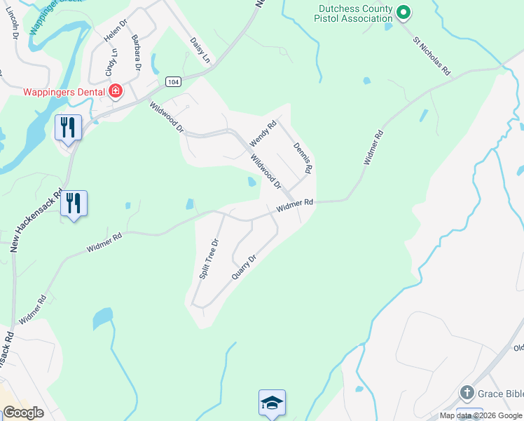 map of restaurants, bars, coffee shops, grocery stores, and more near 1 Beth Place in Wappingers Falls