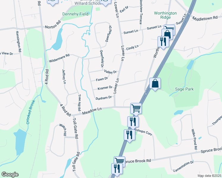 map of restaurants, bars, coffee shops, grocery stores, and more near 823 Lower Lane in Berlin