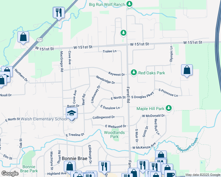 map of restaurants, bars, coffee shops, grocery stores, and more near 1344 East North Street in Lockport