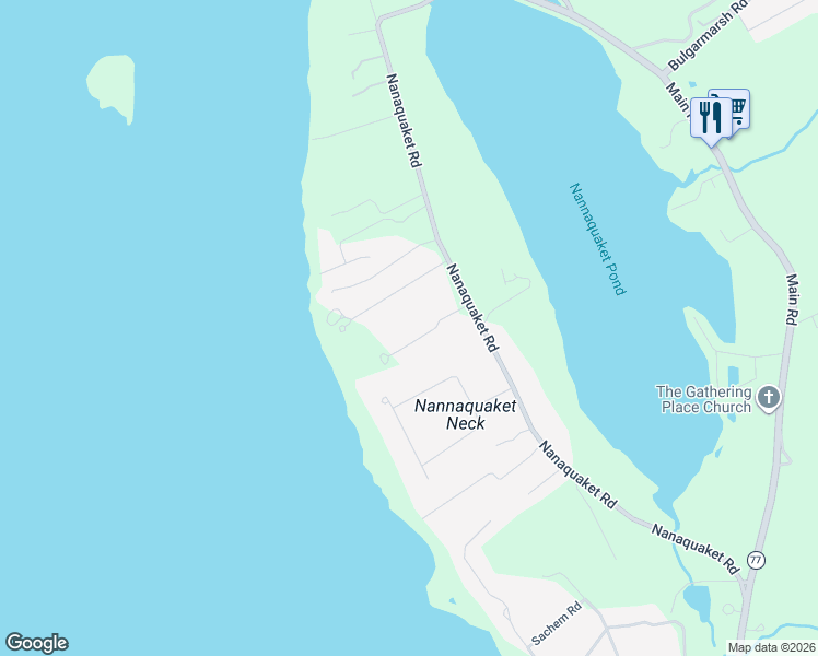 map of restaurants, bars, coffee shops, grocery stores, and more near 51 Leonard Drive in Tiverton