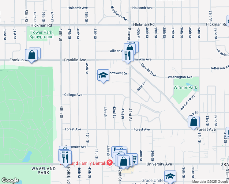 map of restaurants, bars, coffee shops, grocery stores, and more near 4206 Leonard Place in Des Moines