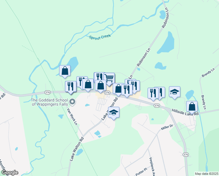 map of restaurants, bars, coffee shops, grocery stores, and more near 942 New York 376 in Wappingers Falls