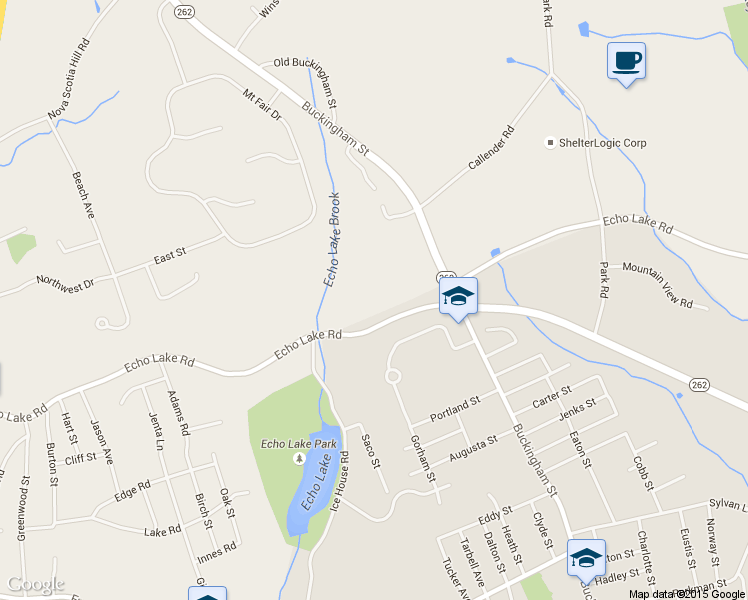 map of restaurants, bars, coffee shops, grocery stores, and more near 741 Echo Lake Road in Watertown