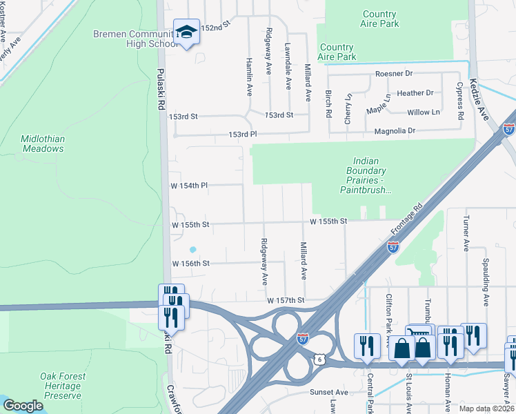 map of restaurants, bars, coffee shops, grocery stores, and more near 15464 Ridgeway Avenue in Markham