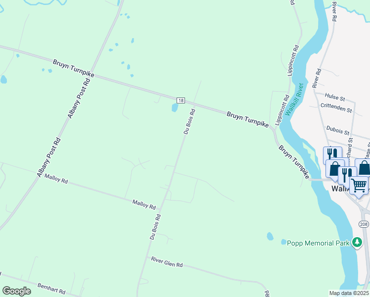 map of restaurants, bars, coffee shops, grocery stores, and more near 558 Du Bois Road in Wallkill