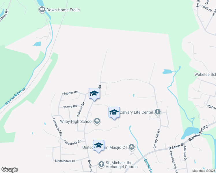 map of restaurants, bars, coffee shops, grocery stores, and more near 17 Red Maple Lane in Waterbury