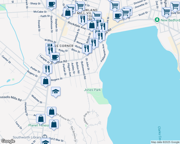 map of restaurants, bars, coffee shops, grocery stores, and more near 28 Saint John Street in Dartmouth