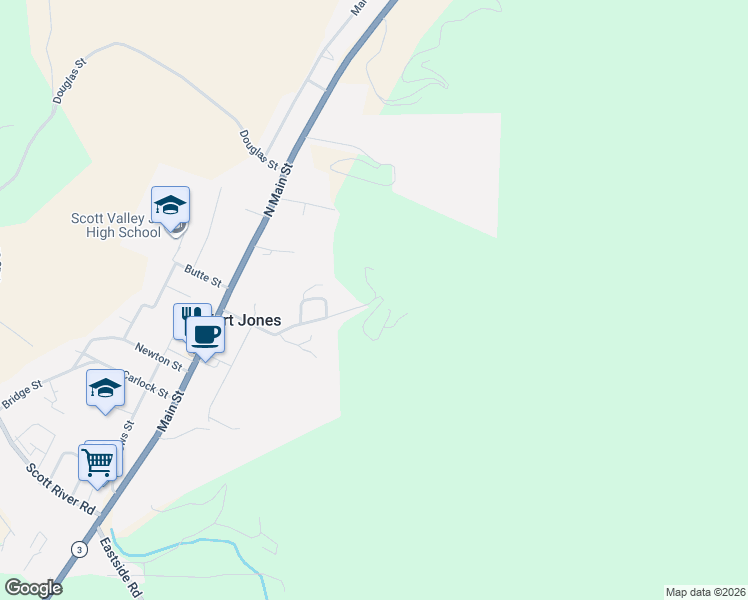 map of restaurants, bars, coffee shops, grocery stores, and more near 406 High St in Fort Jones
