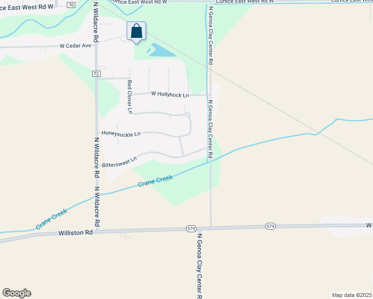 map of restaurants, bars, coffee shops, grocery stores, and more near 22119 Bittersweet Lane in Curtice