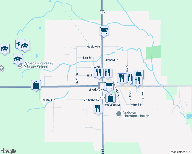 map of restaurants, bars, coffee shops, grocery stores, and more near 125 Hickory Street in Andover