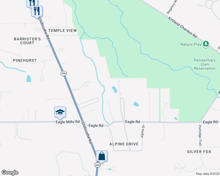 map of restaurants, bars, coffee shops, grocery stores, and more near 9682 Wrenwood Dr in Kirtland