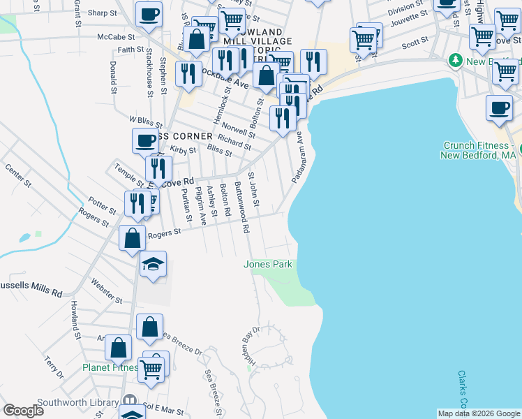 map of restaurants, bars, coffee shops, grocery stores, and more near 28 Saint John Street in Dartmouth