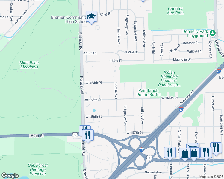 map of restaurants, bars, coffee shops, grocery stores, and more near 15462 Hamlin Avenue in Markham