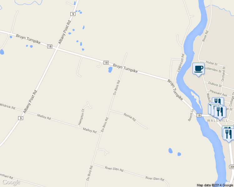 map of restaurants, bars, coffee shops, grocery stores, and more near 558 Du Bois Rd in Wallkill