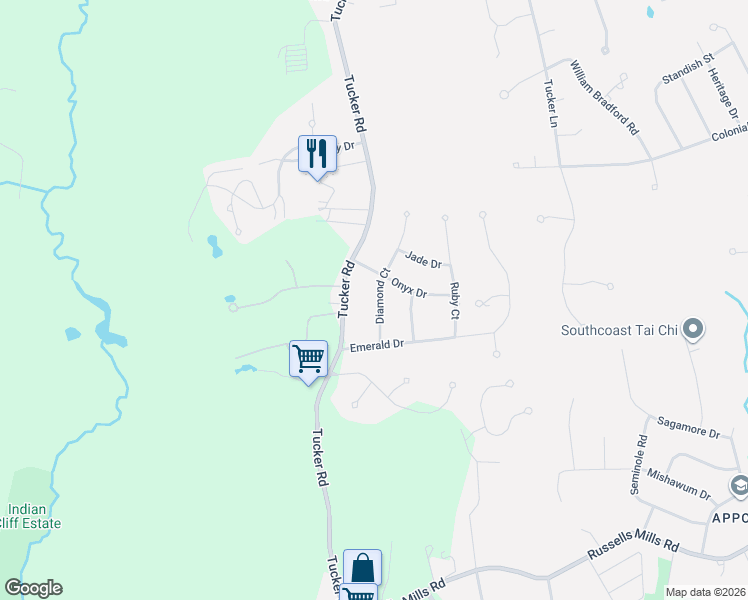 map of restaurants, bars, coffee shops, grocery stores, and more near 16 Diamond Court in Dartmouth