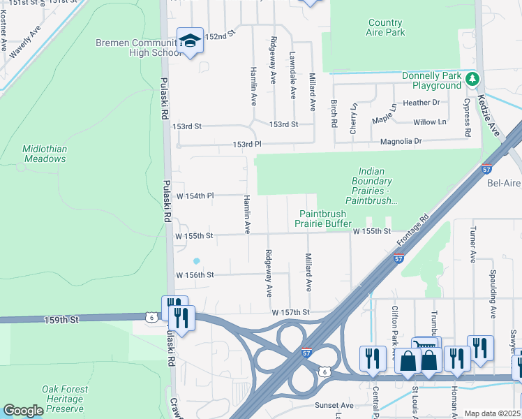 map of restaurants, bars, coffee shops, grocery stores, and more near 15464 Ridgeway Avenue in Markham