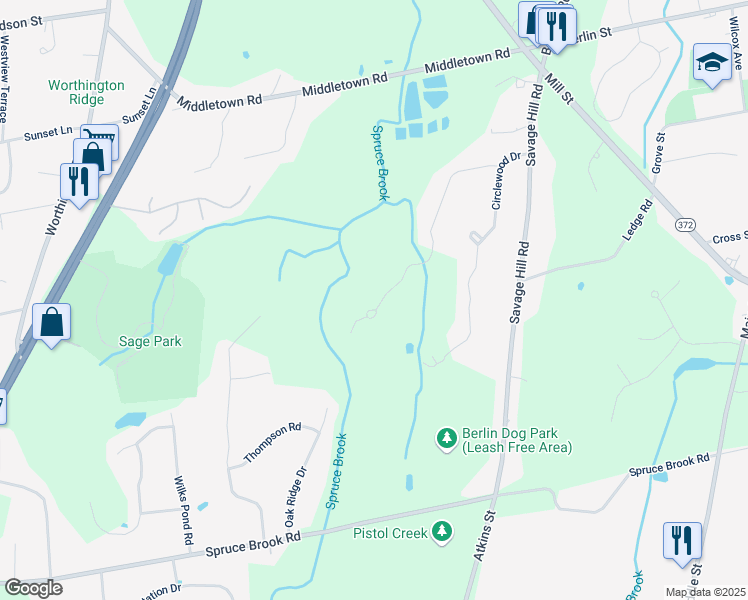 map of restaurants, bars, coffee shops, grocery stores, and more near 110 Crystal Falls Way in Berlin