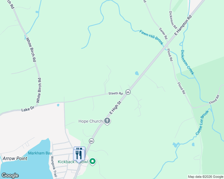 map of restaurants, bars, coffee shops, grocery stores, and more near 10 Staeth Road in East Hampton