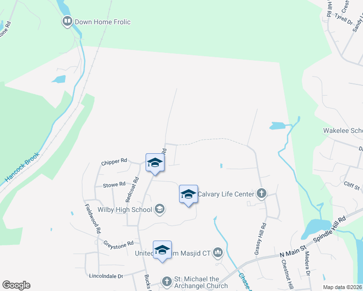 map of restaurants, bars, coffee shops, grocery stores, and more near 17 Red Maple Lane in Waterbury