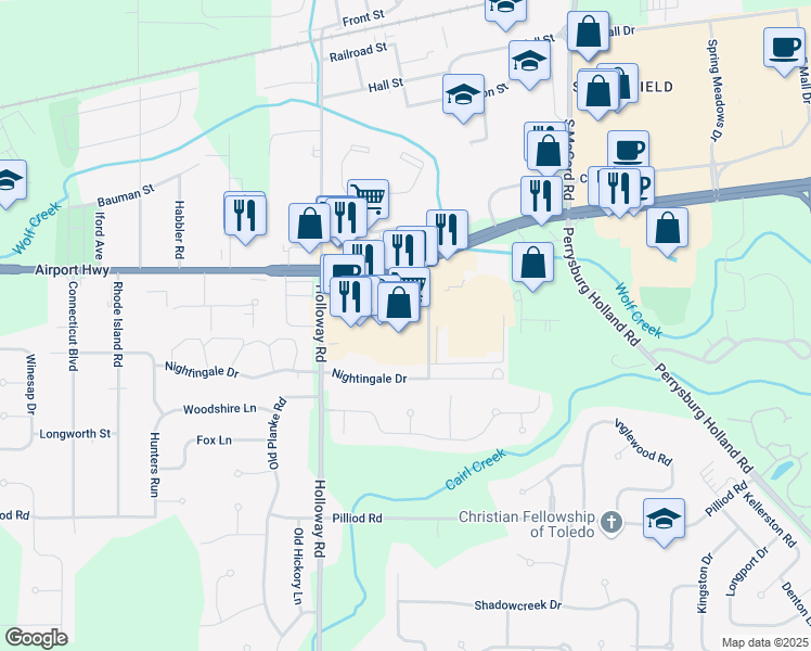 map of restaurants, bars, coffee shops, grocery stores, and more near 7041 Orchard Centre Drive in Holland