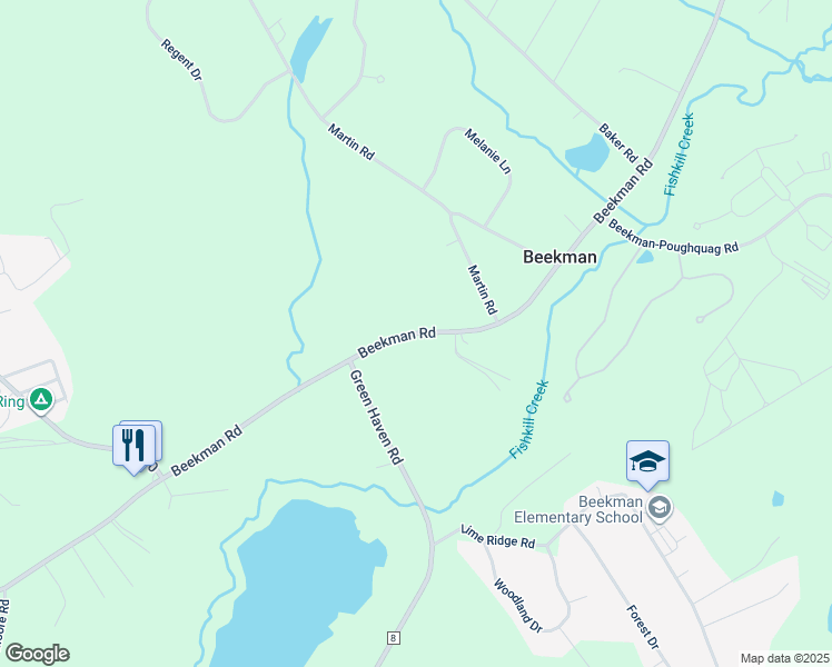 map of restaurants, bars, coffee shops, grocery stores, and more near 953 Beekman Road in Hopewell Junction