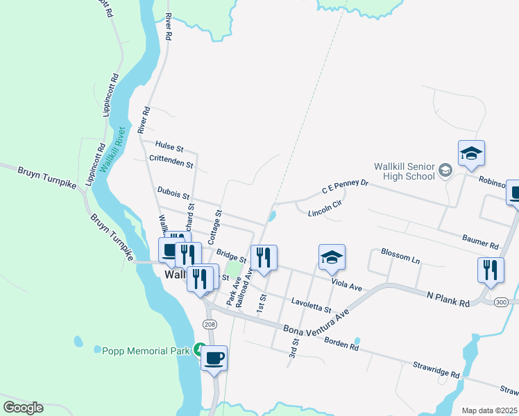 map of restaurants, bars, coffee shops, grocery stores, and more near 63 Railroad Avenue in Walden