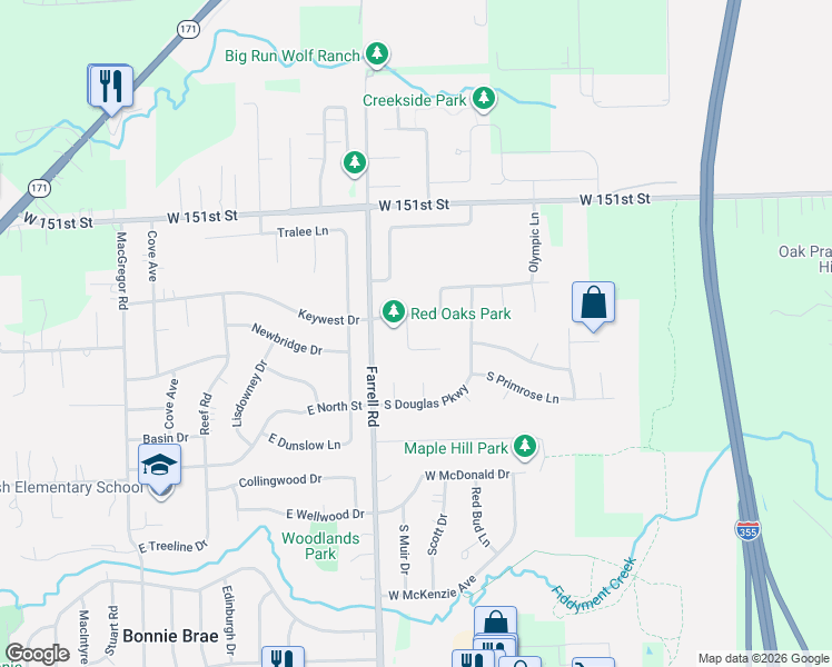 map of restaurants, bars, coffee shops, grocery stores, and more near 15331 Oak Run Court in Lockport