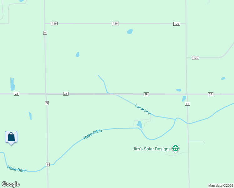 map of restaurants, bars, coffee shops, grocery stores, and more near 25506 County Road 28 in Goshen