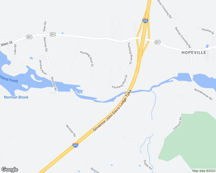 map of restaurants, bars, coffee shops, grocery stores, and more near 180 Pachaug River Drive in Griswold