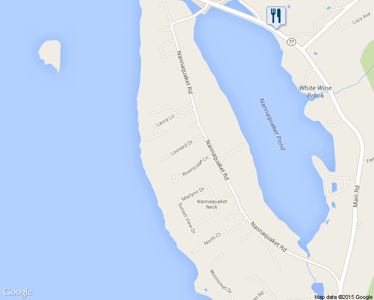 map of restaurants, bars, coffee shops, grocery stores, and more near 51 Leonard Drive in Tiverton