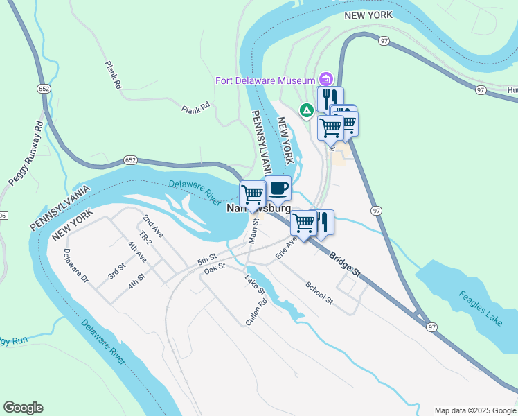 map of restaurants, bars, coffee shops, grocery stores, and more near in Narrowsburg