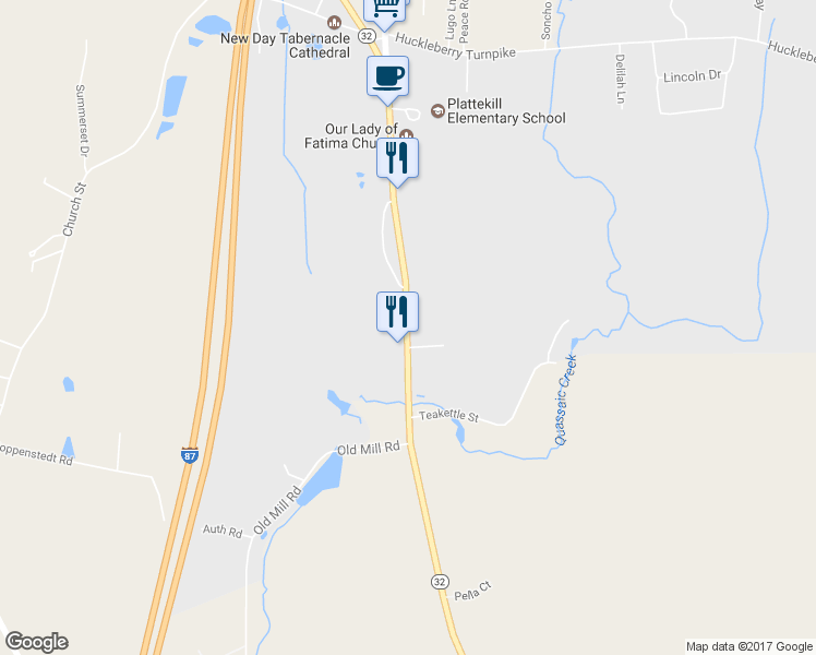 map of restaurants, bars, coffee shops, grocery stores, and more near 1168 New York 32 in Wallkill