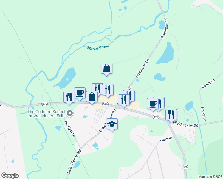 map of restaurants, bars, coffee shops, grocery stores, and more near 942 New York 376 in Wappingers Falls