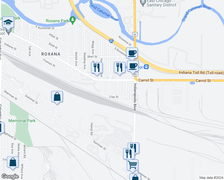 map of restaurants, bars, coffee shops, grocery stores, and more near 5746 Northcote Avenue in Hammond