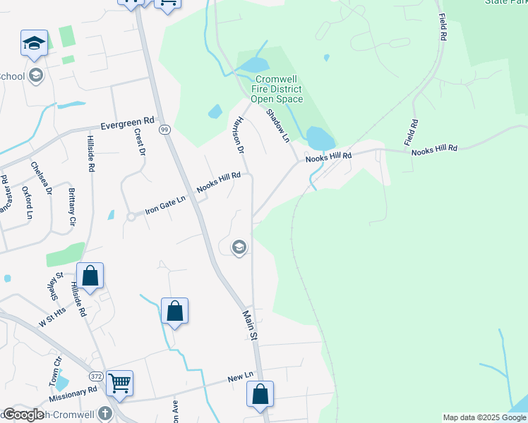 map of restaurants, bars, coffee shops, grocery stores, and more near 28 Nooks Hill Road in Cromwell