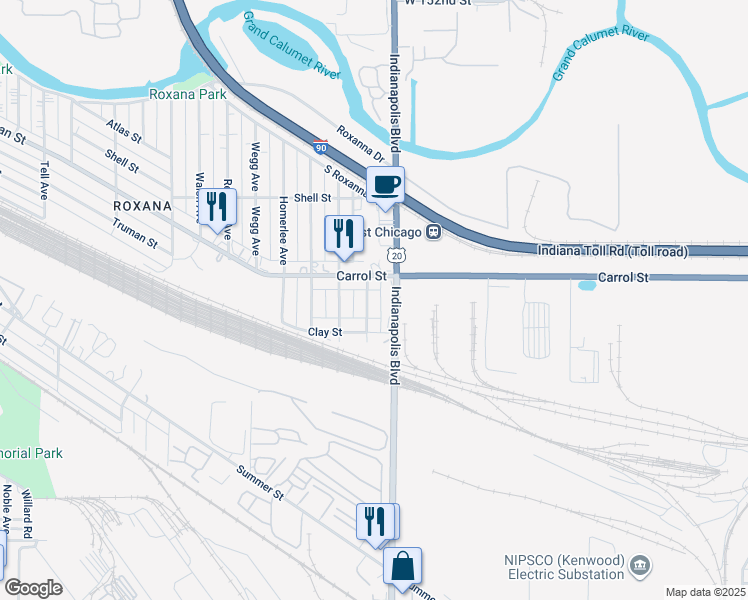 map of restaurants, bars, coffee shops, grocery stores, and more near 5723 Magoun Avenue in Hammond