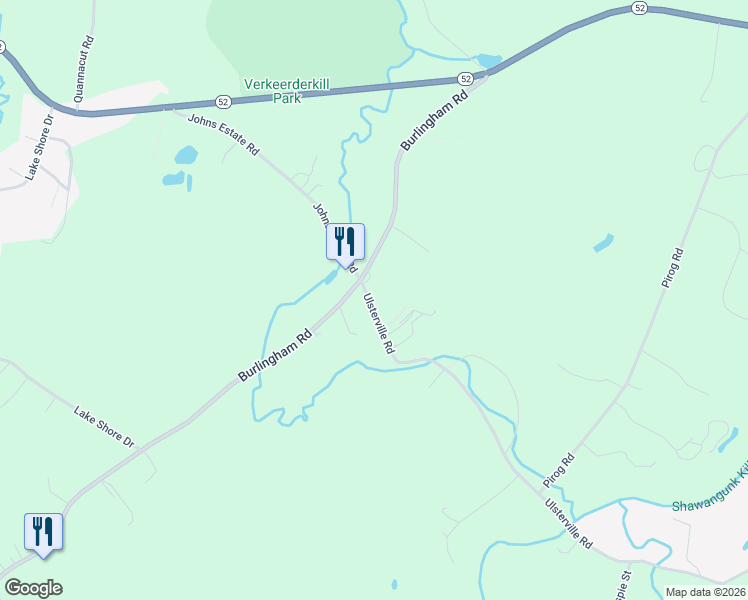 map of restaurants, bars, coffee shops, grocery stores, and more near 1441 Burlingham Road in Pine Bush